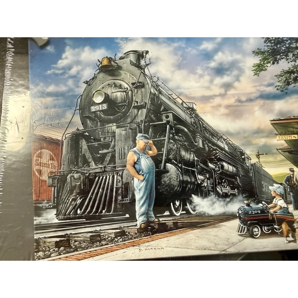 New Sealed Whistle Stop Dan Hatala 1000 pc Jigsaw Puzzle MasterPieces‎ Trains